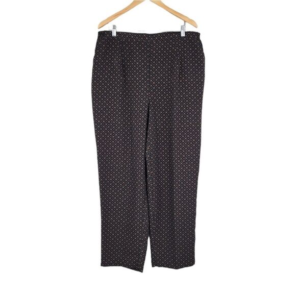 Midnight Velvet Vintage Black Brown Patterned Trousers Women's Plus Size 1X - Picture 1 of 13